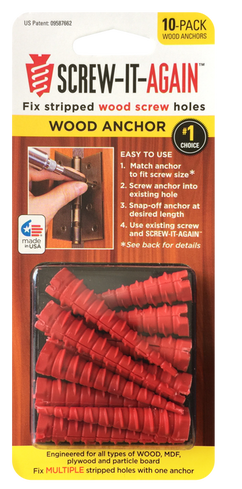 Use Screw It Again wood anchor to fix loose door hinge
